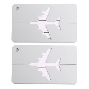 Lot De 2 Etiquettes De Bagage Tendance En Aluminium Pour Valise, Porte-Nom Et Adresse (Argent) - Neuf
