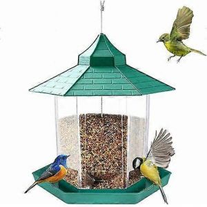 Mangeoire &Agrave; Oiseaux Suspendue, Lanterne, Mangeoire &Agrave; Graines De Jardin, Abri Anti-Pluie R&eacute;sistant Aux Intemp&eacute;ries Pour La D&eacute;coration Ext&eacute;rieure Du Jardin - Neuf