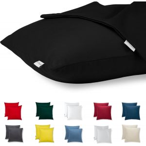 Cauc-Housse Coussin 50x50 Coton Satin Premium Lot De 2 Taie D'oreiller Pour Coussins Canap&eacute;/Lit Tissu Super Doux Resistant Et Lavable Hypoallerg&eacute;nique Anti-Acariens Avec Fermeture &Eacute;clair Invisible - Neuf