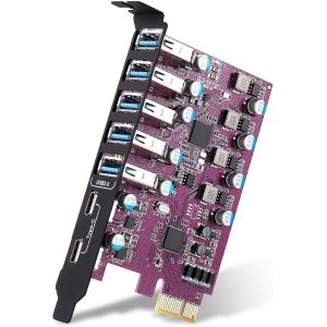 Carte USB 3.0 7 Ports PCI Express USB 5 Gbps,Carte Controleur Interne pour PC de Bureau Windows 10/8/7/XP Mac OS - Neuf