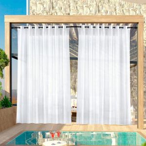 Mevronisshop-2 Pièces Rideaux D'extérieur Imperméables, 132x213 Cm Rideaux D'extérieur Transparents, Rideau Extérieur Voilage Rideau Imperméable Étanche Pour Balcon, Terrasse, Jardin, Pergola Pavillo - Neuf