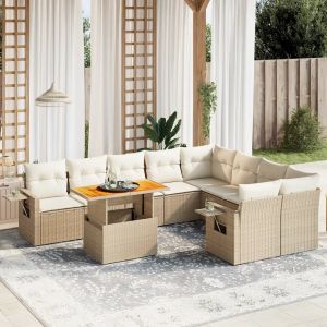 Prolenta Premium - Salon De Jardin Avec Coussins 10 Pcs Beige R&eacute;sine Tress&eacute;e - Neuf