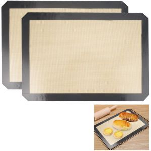 AYUHR-2 Pièces Tapis de Cuisson Silicone 42x29.5cm Tapis Cuisson Silicone Four, Réutilisable Tapis de Four en Silicone, Tapis de Pâtisserie, Antiadhésif Feuille de Cuisson pour Macarons, Soufflés, Pi - Neuf