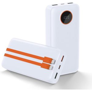 Chargeur Portable 20 000 Mah - Batterie Externe Avec Câbles Intégrés - Affichage Led Usb C - Batterie Externe Compatible Avec Iphone 15/14/13/12,Samsung,Android,Etc (Blanc (20 K)) - Neuf