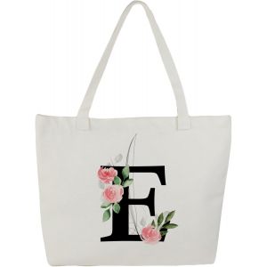 Sjzg-Tote Bag Personnalis&eacute;, 100% Toile De Coton, Sac Tissus Avec Pr&eacute;nom, Imprim&eacute; De A &Agrave; Z, Doubl&eacute;, Cadeau Personnalis&eacute; Maitresse - Neuf
