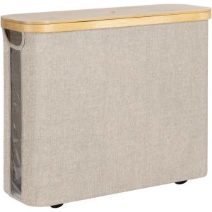 Panier de Rangement pour Papier Toilette, 28L Panier &agrave; Papier Toilette avec Couvercle en Bambou, 44x18x37.5 cm Boite Rangement, Kaki l&eacute;ger - Neuf