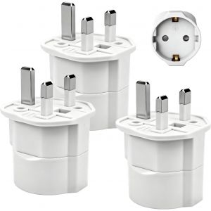 KALANKA-3 Pi&egrave;ces Adaptateur Prise Anglaise, Adaptateur UK, Adaptateur Type G, Adaptateur de Voyage France vers UK, Prise Type G pour Angleterre, &Eacute;cosse, Irlande, Duba&iuml;, Maldives, Blanc - Neuf