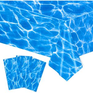 Pack De 3 Vague De L'océan Nappe 54 X 108 Pouces, L'eau D'impression Nappe, Déversement Preuve De Table En Plastique Couvre, Partie De L'océan Nappes Marine Toile De Fond Pour P - Neuf