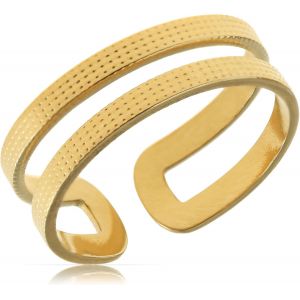 Kal-Large Bague Boh&egrave;me En Acier Inoxydable Dor&eacute; Avec Motif &Eacute;ventail - Cadeau Pour Femme - Taille R&eacute;glable Et &Eacute;tanche - Neuf