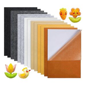 14pc Feuilles De Tissu De Feutre Coll&eacute; Craft Multi-Color Sticky Soft Felt Sheets Avec Support Adh&eacute;sif Pour - Neuf