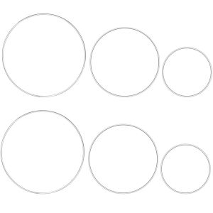 Argent Cercle Métal,6 Pcs Cercle Attrape Reve 10cm 15cm 20cm Attrape Rêve Anneau Metal Argent Cerceau En Métal Pour La Fête Des Chasseurs De Rêves Couronne Macrame Bricolage Artisanat (Argent) - Neuf