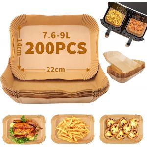 Papier Cuisson Air Fryer 22x14cm,200pcs Papier Air Fryer Rectangle Antiadh&eacute;sif R&eacute;sistant &Agrave; L'huile Et &Agrave; L'eau,Air Fryer Accessoires,Papier Sulfuris&eacute; Pour Air Fryer,Micro-Ondes,Four - Neuf