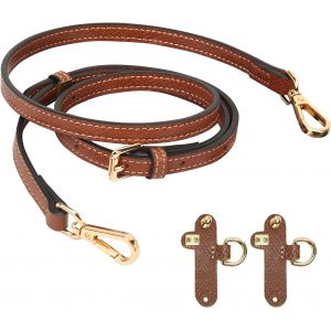 Bandouliere pour Sac Longchamp,Sangle de Rechange en Cuir pour Sac &agrave; Main &agrave; Bandouli&egrave;re Longue et R&eacute;glable,Mini Sangles Femme de Sac Avec 2 Adaptateurs de Bandouli&egrave;re,No-Punch 1.2cm Sangle Cuir - Neuf