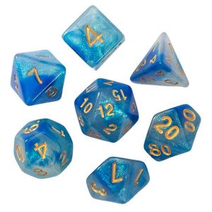 Bleu + Blanc Ensemble De 7 D&eacute;s Num&eacute;riques Bicolores Multicolores &Agrave; Multiples Facettes En Cours D'ex&eacute;cution Jeu De Groupe D&eacute;s Color&eacute;s Dnd - Neuf