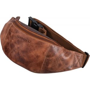 SJZG-Shawn' Sacoche Ventrale En Cuir Grand Sac Banane Vintage Homme Et Femme Voyage Sport Smartphones Cn Cuir V&eacute;ritable - Neuf