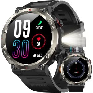 Ulteronixshop-Montre Connect&eacute;e Homme, Appels Bluetooth, Batterie 960mAh, Boussole, Lampe de Poche, 100+ Modes Sportifs, Analyse de la Fr&eacute;quence Cardiaque et du Sommeil, Android/iOS - Neuf
