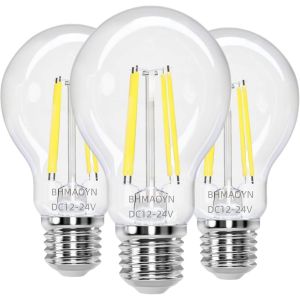 Ampoule Led E27 12v À Visser,6w Basse Tension E27 Ampoules Ac/Dc 12-24v Antique Rétro E27 Lumières Led Équivalent 60w,Pour Camping-Car (Blanc Froid 5000k,A60 6w E27 Pack De 3) - Neuf