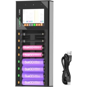 ChenQuanSarl-Chargeurs De Batterie Domestiques À 8 Emplacements, Chargeur De Batterie Rechargeable Avec Affichage Lcd Usb Type C, Intelligent Pour Charger Les Piles Aa Aaa Li-Ion Lihv Ni-Mh Ni-Cd. - Neuf