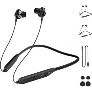 JGD-[Paquet de 2] BI2 &Eacute;couteurs Bluetooth Tour de Cou, Bluetooth Oreillette sans Fil Magnetique, Ecouteurs Bluetooth sans Fil USB C, Casque Bluetooth Sport, pour Course, Fitness, Ext&eacute;rieur. - Neuf