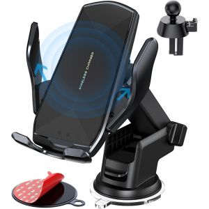 15w Qi Chargeur Induction Voiture, Chargeur Sans Fil Rapide Automatic Clamping Porte Clip De Sortie D'air Support T&eacute;l&eacute;phone Pour Iphone Samsung Huawei Lg - Neuf