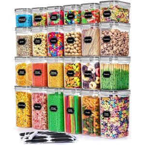 Checarzhn--No1-Lot De 24 Boîtes De Conservation En Plastique Sans Bpa Avec Couvercle Hermétique, Contenants Alimentaires Pour Céréales Et Aliments - Neuf
