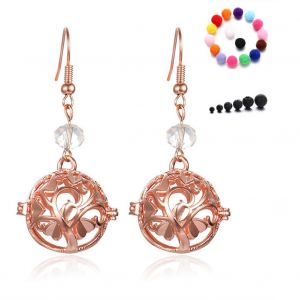 Boucles D'oreilles Diffuseur D'aromes Pour Femmes, Boule De Lave Creuse En Maille, Medaillon Diy, Boite A Bijoux, Accessoire (B) - Neuf