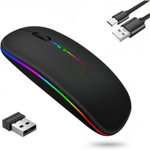 KALANKA-Souris sans fil Bluetooth rechargeable 2,4 GHz Dual Mouse Gaming silencieuse pour PC et ordinateur portable Compatible avec Windows/Mac Noir - Neuf