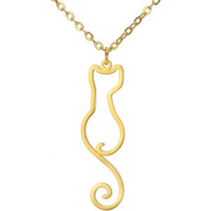 Kal-Collier De Chat Minimaliste Pendentif Chat Assis Bijoux Comm&eacute;moratifs Sp&eacute;ciaux Pour Chat Pour Femmes Et Hommes - Neuf