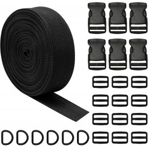 Jgd-Sangle En Nylon Robuste Et R&eacute;glable Avec Boucles &Agrave; Clips Pour Sac &Agrave; Dos, Collier De Chien, Loisirs Cr&eacute;atifs - Noir - 5,4 M - Neuf