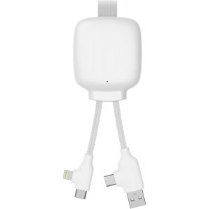 C&acirc;ble Multi-Connecteurs Usb 4 En 1 - Chargeur Universel Et Batterie Externe 3000 Mah En Plastique Recycl&eacute; - Gamma Lite Blanc - Neuf