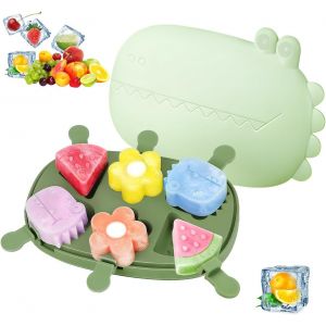 Eryi-Moule A Glace, Moules À Glace En Silicone Pour Enfants, 6 Cellules Avec Bâtonnet Et Couvercle, Moules À Glace Réutilisables Sans Bpa, Pour Enfants Diy Ice Cream (6) - Neuf