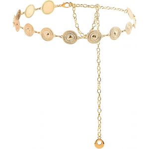 KALANKA-Ceinture en cha&icirc;ne dor&eacute;e boh&egrave;me, avec fermoir tourniquet et boucle &agrave; rouleau, pour femme, taille r&eacute;glable, longueur 120 cm, dor&eacute;, qualit&eacute; sup&eacute;rieure - Neuf