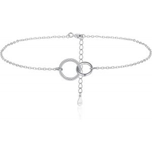 Kal-Chaîne De Cheville En Argent Sterling 925 Pour Femme Et Fille - Bracelet De Cheville Réglable - Étanche - Pour L'été - Pieds Nus - Chaîne De Cheville - Neuf