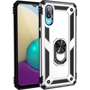 Kal-Coque Pour Samsung Galaxy A02/M02 + 9d Verre Trempé, Silicone Souple Et Pc Dur Coque [Slim Armor] Protection Résistante, Anti-Choc, Anti-Rayure, Etui Housse Avec Support Kickstand - Neuf