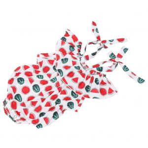 Combinaison D'ete Pour Bebe Fille, Sans Manches, Echarpe Ondulee, Chale, Imprime Fruits, Triangle (90) - Neuf