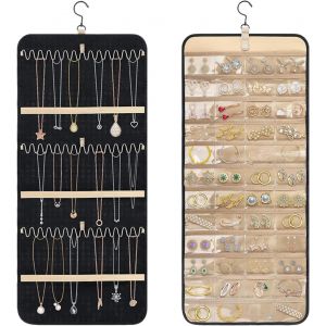 1 Pcs Double Face Présentoirs À Bijoux,32 Storage Bags,Organisateur De Boucles D'oreilles Pour Garde-Robe,Porte Collier Pour Bracelet Boucles D'oreilles Collier Bagues Montres (Longueur 88cm) - Neuf