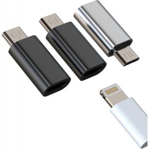Lightning To Micro Usb Adapter (Pack Of 3) Apple Jack Female Android Male Converter Iphone Plug Cable Charger Connector Charger Port Adapter Compatible For Huawei Xiaomi Redmi Samsung - Neuf