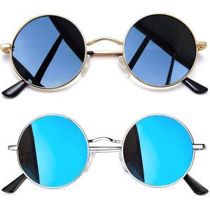 TIANYI-Lunettes de Soleil Rondes Polarisées Pour Homme et Femme Lunettes de Soleil Hippie Steampunk avec Monture Métal 46MM - Neuf
