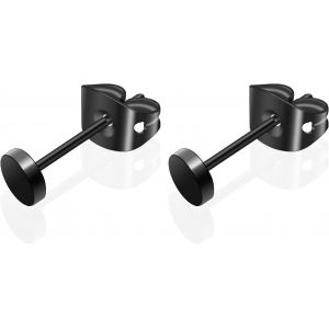 Kal-Boucles D'oreilles G23 Titanium Flat Dot Pour Femmes Hommes Filles 3mm -Mm Rond Or Rose/Or/Argent/Noir Boucles D'oreilles Hypoallerg&eacute;niques Pour Oreilles Sensibles - Neuf