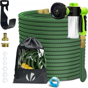 Tuyau d'Arrosage Extensible 30m Renforc&eacute; Adaptable 1/2" et 3/4" 10 Modes de Pulv&eacute;risation Flexible et Anti-Fuite Raccord et Sac de Rangement Fournis Noir - Neuf