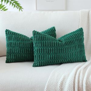 Tianyi-Lot De 2 Housses De Coussins En Velours C&ocirc;tel&eacute; D&eacute;coratif Canap&eacute; Taie D'oreiller Doux Decoration Pour Maison Salon Chambre Canap&eacute; D&eacute;coration 40x60cm (Vert) - Neuf