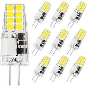 CHENG-G4 LED, 3 W, &eacute;quivalent halog&egrave;ne 35 W, 12 V AC/DC, 350 lumens, sans scintillement, non dimmable, prise G4, blanc (6000 K, 10 PCS) - Neuf