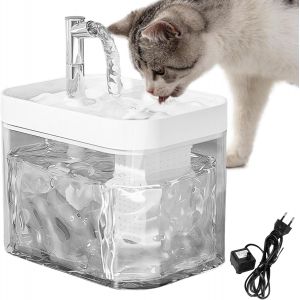 Fontaine Pour Chat : 1,5 L Ultra Silencieuse Pour Chat, Avec Filtres, Arr&ecirc;t Intelligent En Cas De Manque D'eau, Fontaine D'eau Pour Animaux De Compagnie - Blanc - Neuf