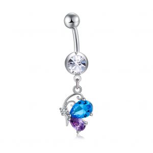 Piercing Pour Le Nombril En Acier Inoxydable Avec Pendentif Papillon Et Zircon - Neuf