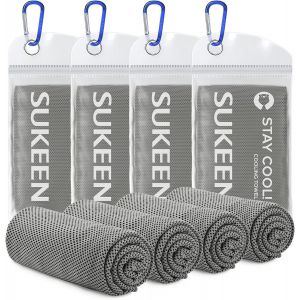 Letnerny-Lot De 4 Serviettes Rafraîchissantes En Microfibre Douce Et Respirante Pour Yoga, Sport, Course À Pied, Entraînement, Camping, Fitness Et Autres Activités, 101,6 X 30,5 Cm, Gris Foncé - Neuf