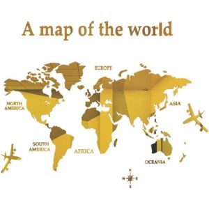 Carte du Monde 3D Stickers Muraux D&eacute;coration Murale Pour Maison Bureau &Eacute;tude Salon Canap&eacute; Fond Stickers Murau En Trois Dimensions D&eacute;coration.[X22] - Neuf