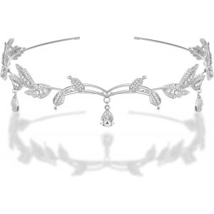 Kalvd-Diademe Femme,Couronne Princesse,Strass Cristal Diademe Femme,Feuille Bijoux Cheveux,Tiara Cristal Couronne,Pour Concours De Mariée Proms De Mariage Princesse - Neuf