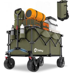 Xxl Plus Chariot De Jardin Pliable Avec Freins 200l 150kg, Chariot De Transport Tout-Terrain Avec Roues Extra Larges 17x10 Cm, Pliable Breveté Dans Quatre Directions Se4011, Anthracite - Neuf