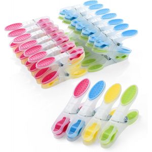 Lot de 40 Pinces à Linge en Plastique avec Panier, Antidérapantes Epingle a Linge, Multicolores Clip avec Rembourré Doux pour Serviettes Chaussettes Underwears et Vêtements - Neuf