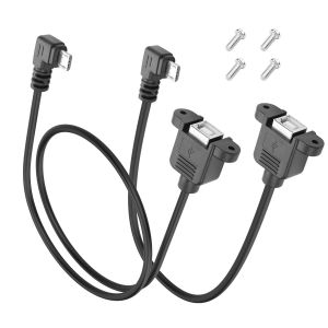 GUEB-Micro Usb Vers Usb B 2,0 Femelle Câble De Type Montage Sur Panneau 2 Pièces 30Cm+50Cm Micro Mâle Vers Usb Type B Femelle Câble D'Extension Pour Scanner Avec Vis (Angle Gauche) - Neuf